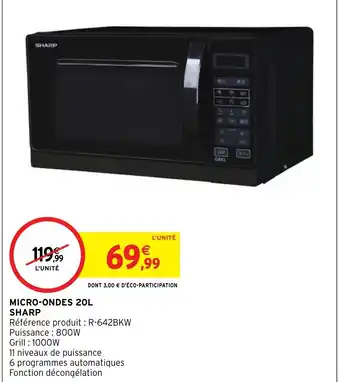 Intermarché Hyper MICRO-ONDES 20L SHARP offre