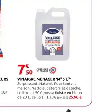 Rural Master VINAIGRE MÉNAGER 14° 5 L offre