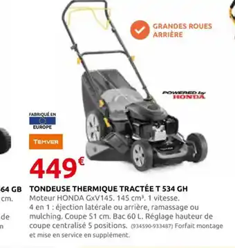 Rural Master TONDEUSE THERMIQUE TRACTÉE T 534 GH offre