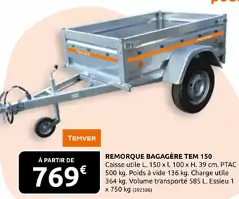 Rural Master REMORQUE BAGAGÈRE TEM 150 offre