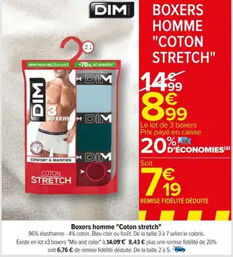 Carrefour Boxers homme "Coton stretch" offre