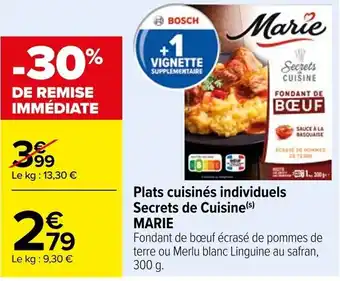 Carrefour Plats cuisinés individuels Secrets de Cuisine(s) MARIE offre