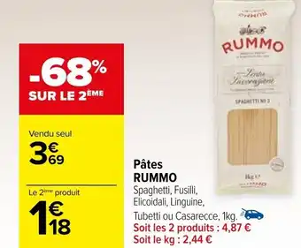 Carrefour Pâtes RUMMO offre