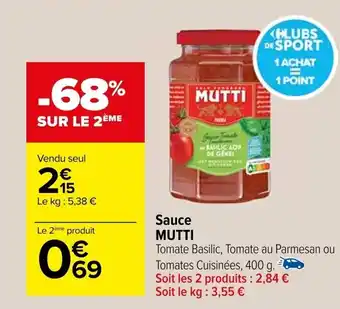 Carrefour Sauce MUTTI offre