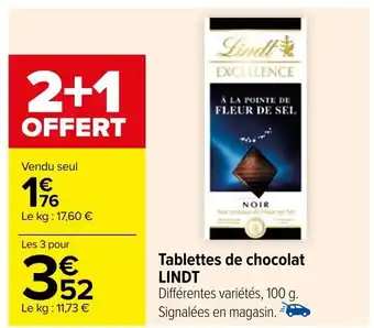 Carrefour Tablettes de chocolat LINDT offre