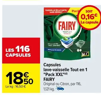 Carrefour Capsules lave-vaisselle Tout en 1 "Pack XXL"(d) FAIRY offre