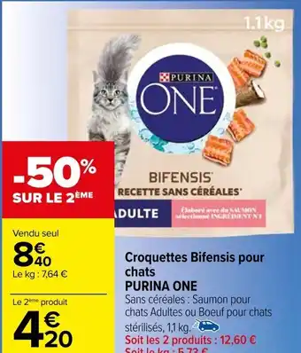 Carrefour Croquettes Bifensis pour chats PURINA ONE offre