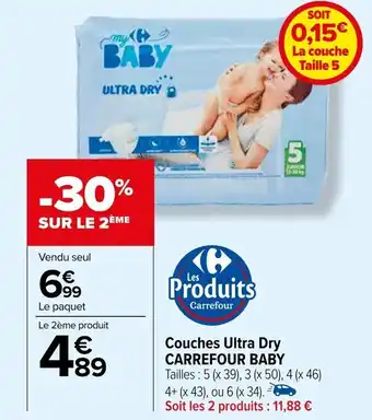 Carrefour Couches Ultra Dry CARREFOUR BABY offre