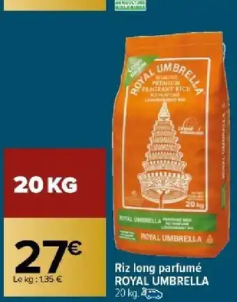 Carrefour Market Riz long parfumé ROYAL UMBRELLA 20 kg. offre