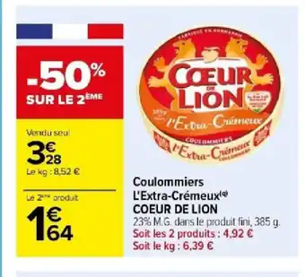 Carrefour Coulommiers L'Extra-Crémeux COEUR DE LION offre