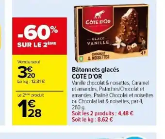 Carrefour Bâtonnets glacés COTE D'OR offre