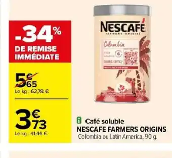 Carrefour Café soluble NESCAFE FARMERS ORIGINS offre