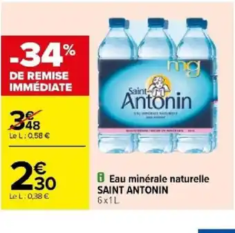 Carrefour Eau minérale naturelle SAINT ANTONIN 6x1L offre