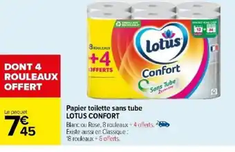 Carrefour Papier toilette sans tube LOTUS CONFORT offre