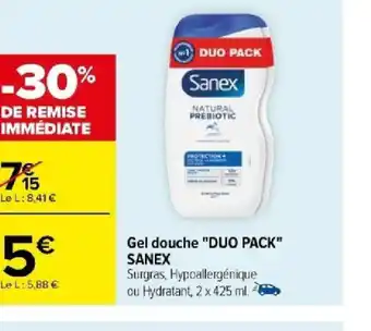 Carrefour Gel douche "DUO PACK" SANEX offre