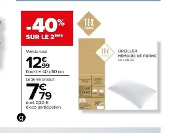 Carrefour Oreiller memoire de forme offre