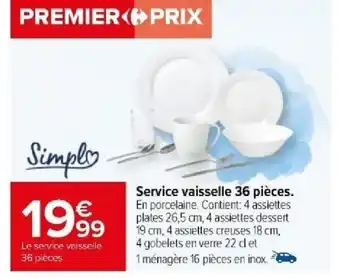 Carrefour Service vaisselle 36 pièces offre