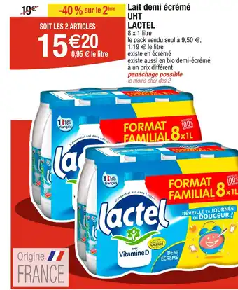 Cora x Carrefour LACTEL Lait demi écrémé offre