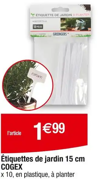 Cora x Carrefour COGEX Étiquettes de jardin offre