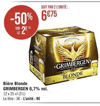 Casino Supermarchés GRIMBERGEN Bière Blonde 6,7% vol offre