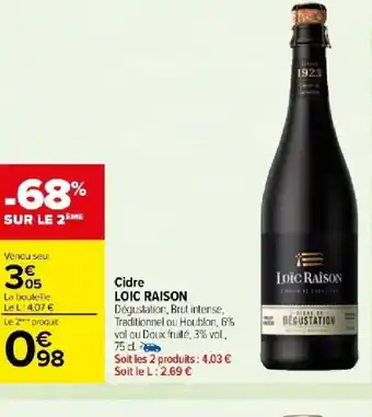 Carrefour Market Cidre LOIC RAISON offre
