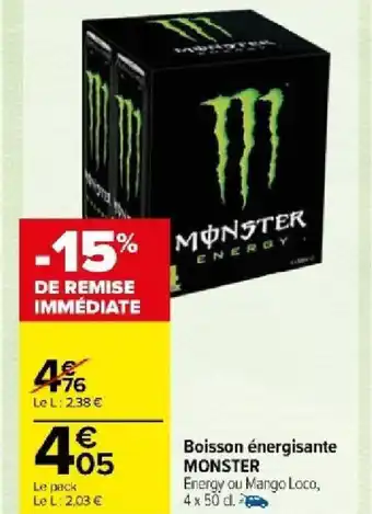 Carrefour Market Boisson énergisante MONSTER offre