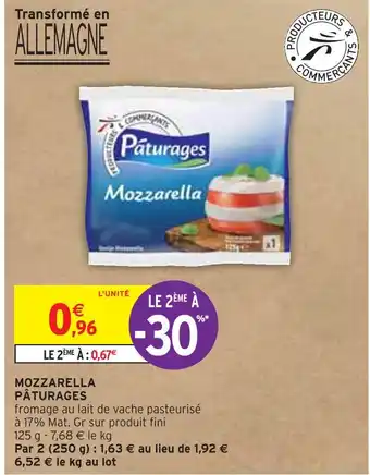 Intermarché PÂTURAGES MOZZARELLA offre