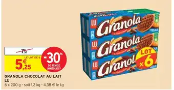 Intermarché LU GRANOLA CHOCOLAT AU LAIT offre