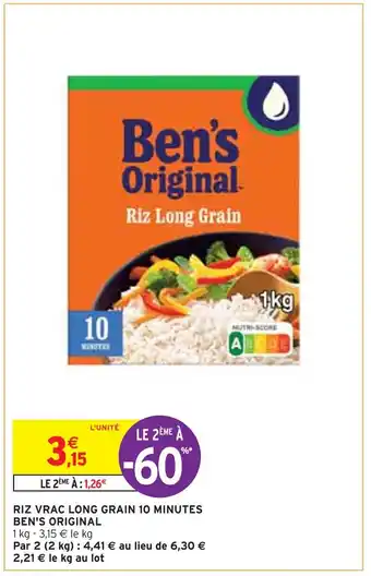 Intermarché BEN'S ORIGINAL RIZ VRAC LONG GRAIN 10 MINUTES offre