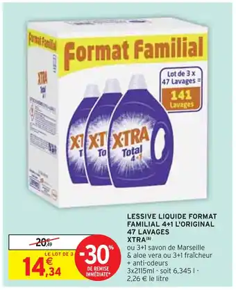 Intermarché XTRA LESSIVE LIQUIDE FORMAT FAMILIAL 4+1 L'ORIGINAL 47 LAVAGES (b) offre