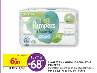 Intermarché PAMPERS LINGETTES HARMONIE AQUA 3X48 offre