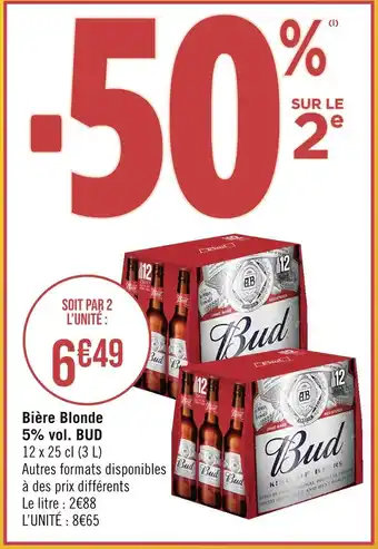 Géant Casino BUD Bière Blonde 5% vol offre