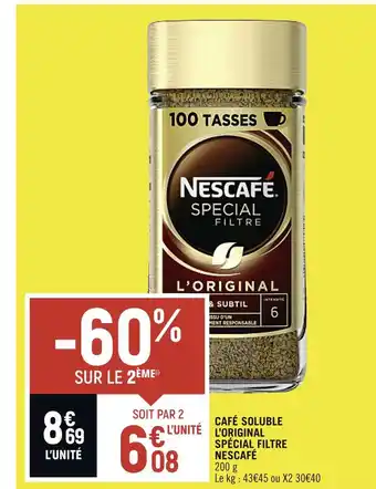 Petit Casino SPÉCIAL FILTRE NESCAFÉ CAFÉ SOLUBLE L’ORIGINAL offre