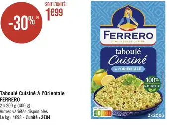 Géant Casino FERRERO Taboulé Cuisiné à l’Orientale offre
