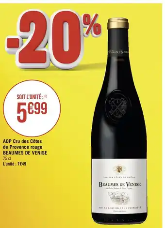 Géant Casino BEAUMES DE VENISE AOP Cru des Côtes de Provence rouge offre