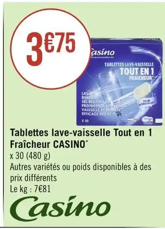 Géant Casino CASINO Tablettes lave-vaisselle Tout en 1 Fraîcheur offre