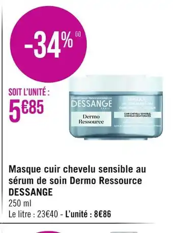 Géant Casino DESSANGE Masque cuir chevelu sensible au sérum de soin Dermo Ressource offre