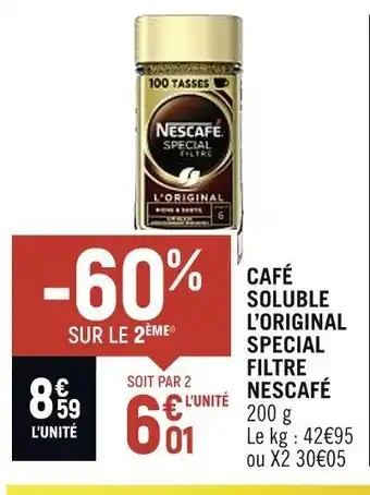 Spar NESCAFÉ CAFÉ SOLUBLE L’ORIGINAL SPECIAL FILTRE offre