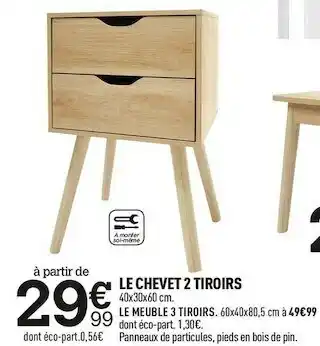 Centrakor Le chevet 2 tiroirs offre