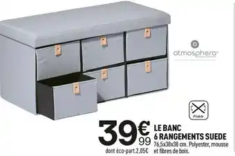 Centrakor Le banc 6 rangements suede offre