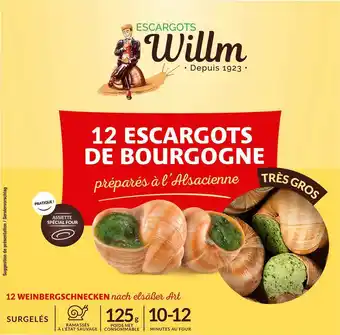 Match Willm escargots de bourgogne offre
