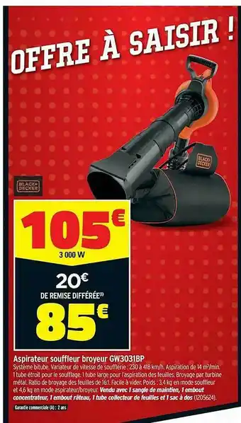 Bricorama Aspirateur Souffleur Broyeur Gw3031bp offre