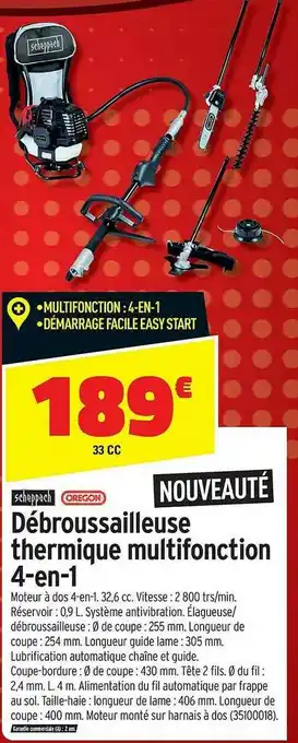 Bricorama Scheppach Oregon Débroussailleuse Thermique Multifonction 4en1 offre