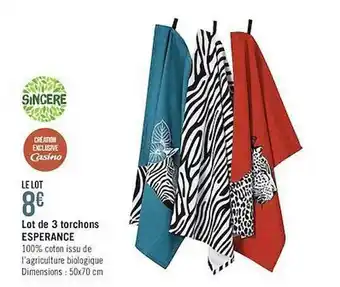 Lot De 3 Torchons Espérance Sincère