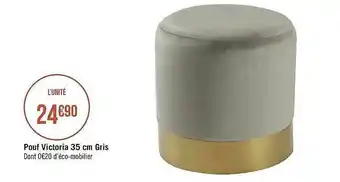 Géant Casino Pouf Victoria 35cm Gris offre