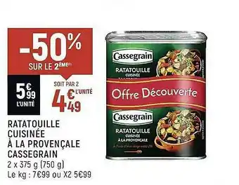 Spar Ratatouille Cuisinée à La Provençale Cassegrain offre
