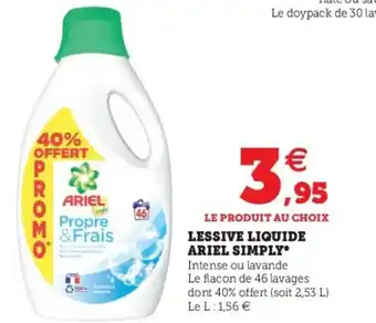 Super U Lessive liquide ariel simply offre