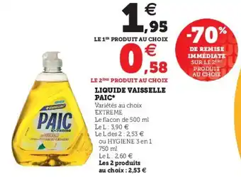 Super U Liquide vaisselle paic offre