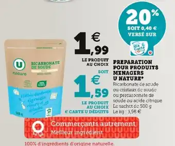 Super U Preparation pour produits menagers u nature offre