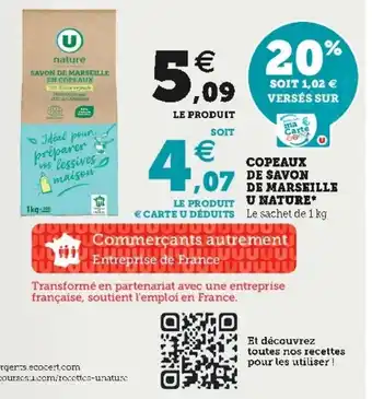 Super U Copeaux de savon de marseille u nature offre